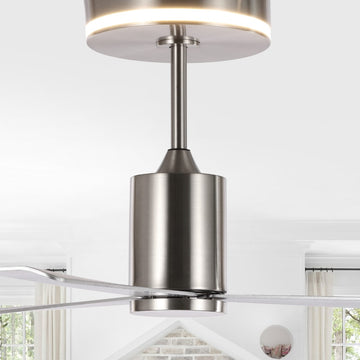 Levi 52" 1-Light Contemporary Minimalist 6-Speed Iron Height Adjustable Integrated LED Ceiling Fan with Remote - JONATHAN Y
